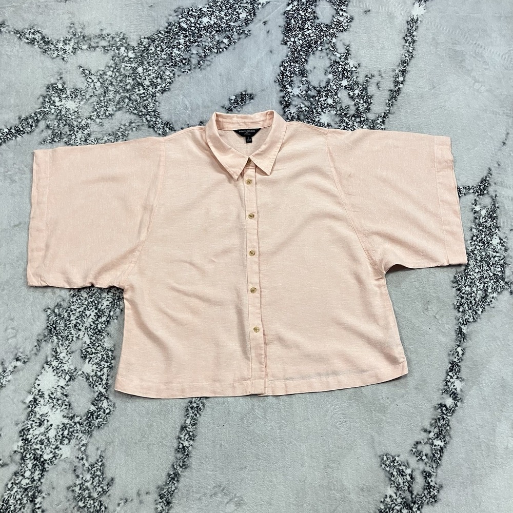 Banana Republic Linen Blend Sunwashed Button Front Boxy Top Size Large